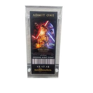 Star Wars The Force Awakens Opening Night Ticket Disney World Acrylic Display
